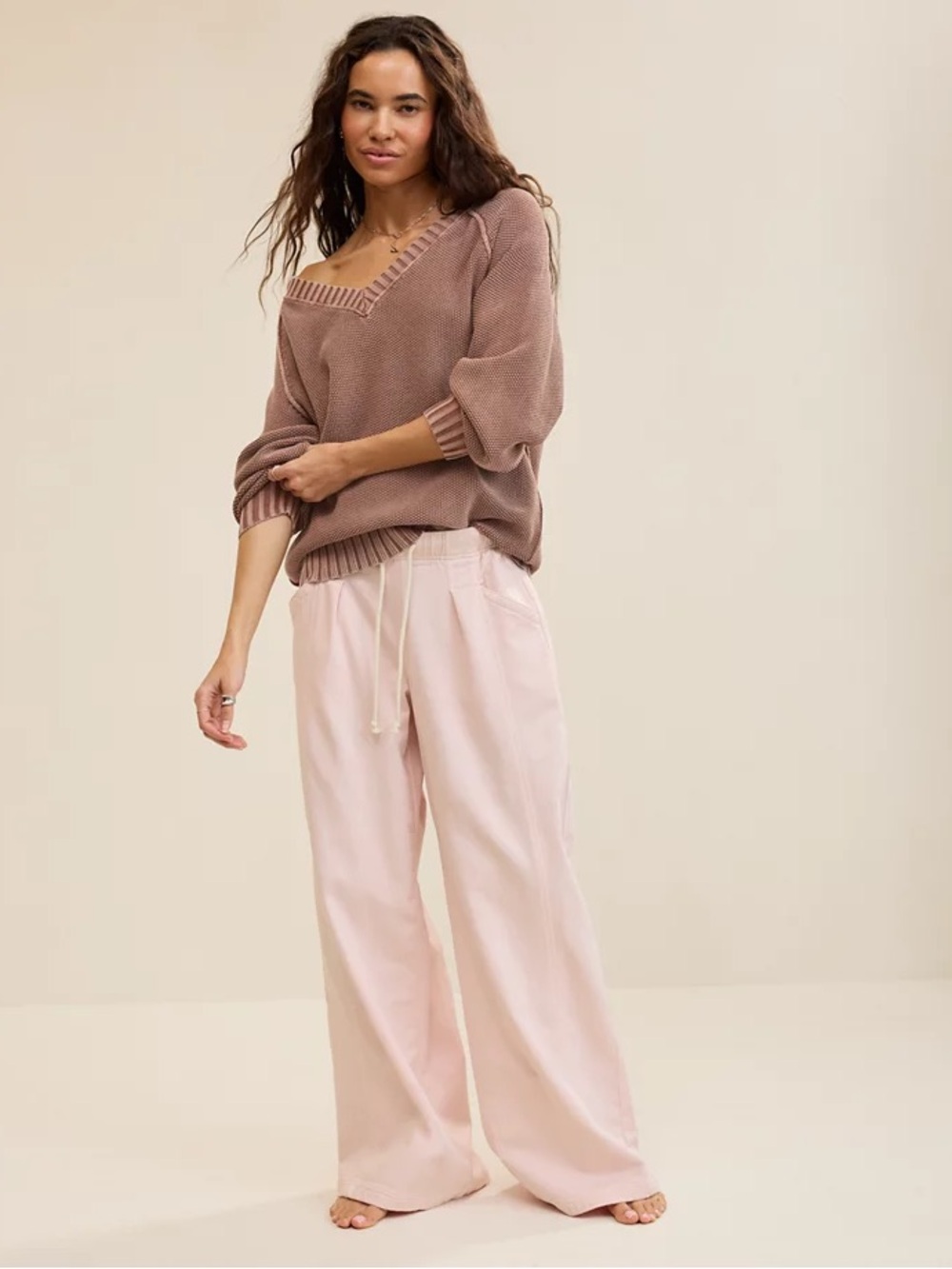 Aerie NWT Pink Wide Leg Pull-On Pants Size Medium